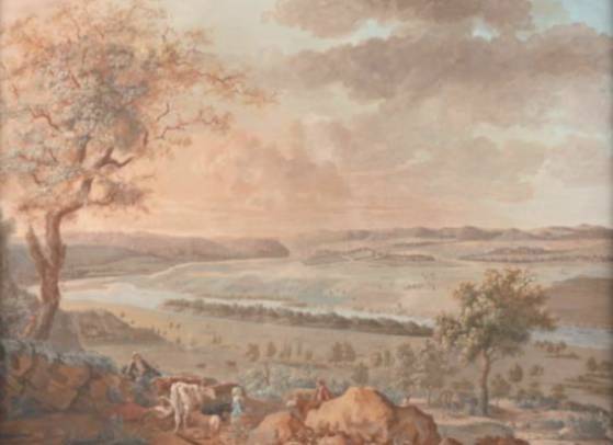 Halt of a Shepherdess and Cowmen in a Landscape with a River and a Castle