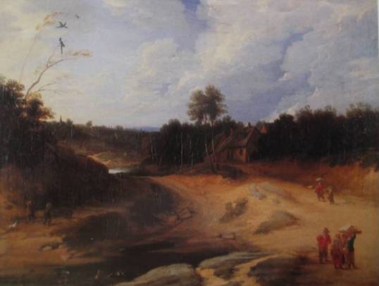 Landscape with Peasants in a Sandy Wood by a Pool