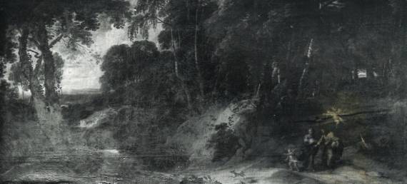 Landscape with the Holy Family guided by an Angel during the Flight to Egypt