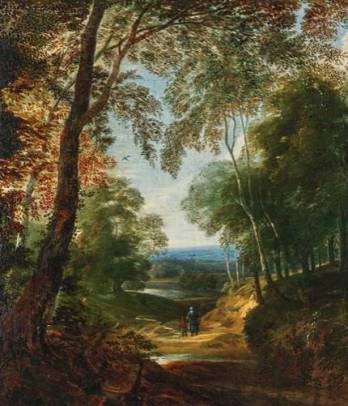 Forest Landscape with Wanderers