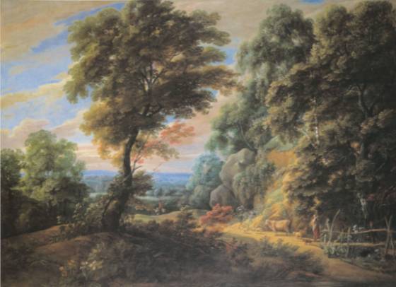 A Wooded Landscape with a Sheperdess Passing a Steep Bank