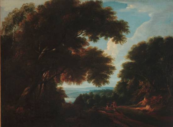 Forest landscape with figures