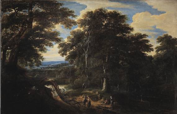 Figures on a Path in an Extensive Wooded Landscape