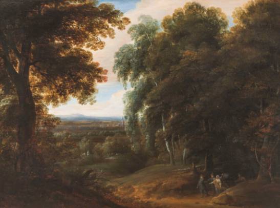 Landscape with Huntsmen and an Angel