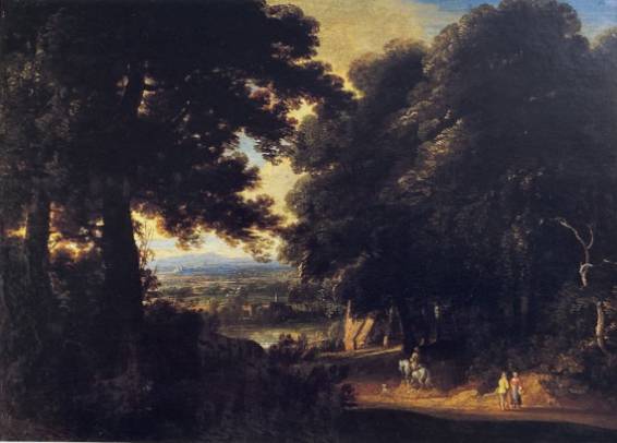 A Wooded Landscape with Travellers on a Track