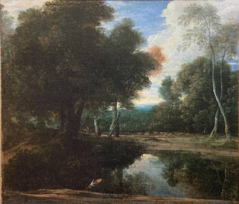 Wooded Landscape with a Shepherd and his Flock by a Pool