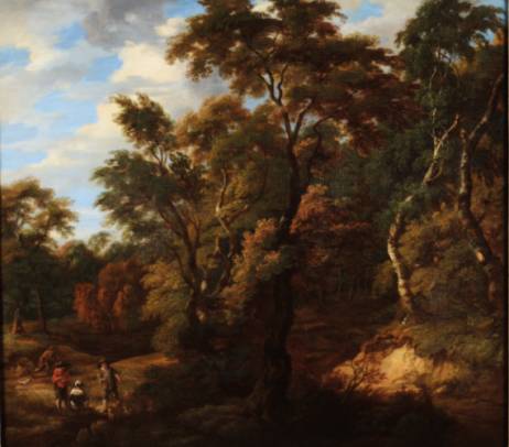 Wooded Landscape with Hunters and Wayfarers