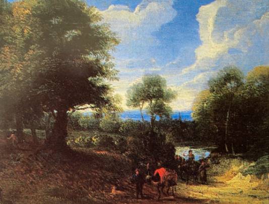 A Wooded Landscape with Travellers on a Country Path