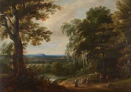 Peasants with Cattle on a Path in a Forest