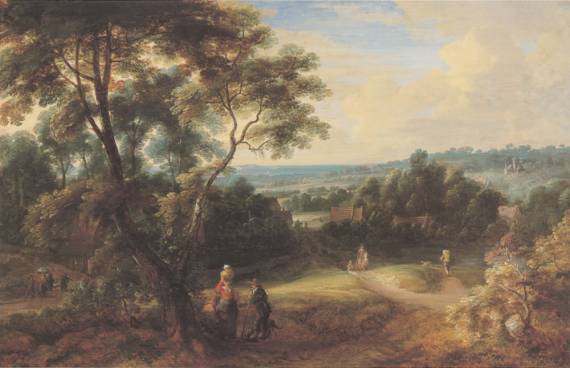 Landscape with Villagers Resting and Horsemen