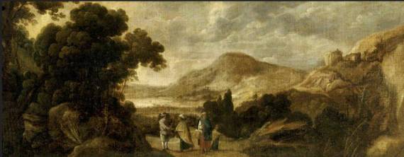 Woody Landscape with Gypsies Telling a Gentleman's Fortune