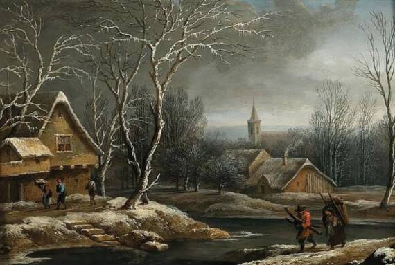 A Winter Landscape with Peasants Gathering Wood