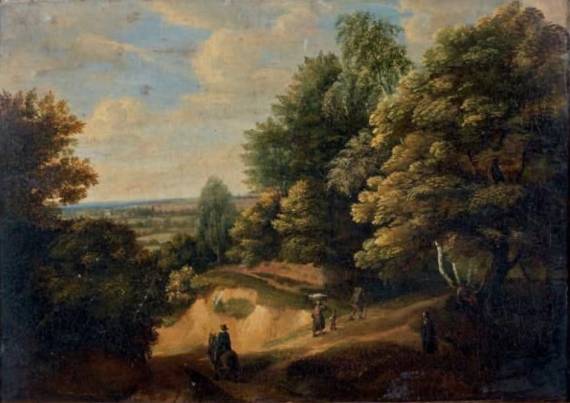 Figures in a Wooded Landscape