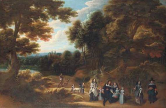 Group Portrait of a Family in a Wooded Landscape 