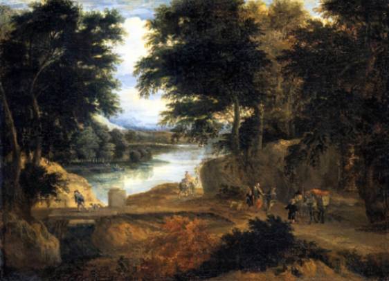 A Wooded Landscape with Travellers