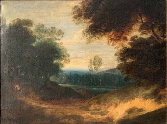 Wooded Landscape with a Horseman and a Pedestrian in a Sunken Road