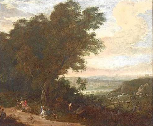 Mountainous Wooded Landscape with Horsemen and Travellers