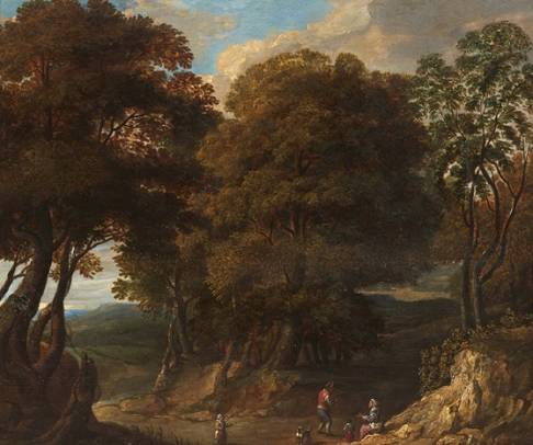 Figures in a Wooded Landscape