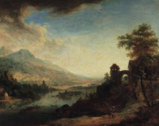 Travellers in a Wooded River Landscape