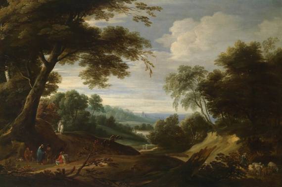 Extensive Wooded Landscape with Sheperds