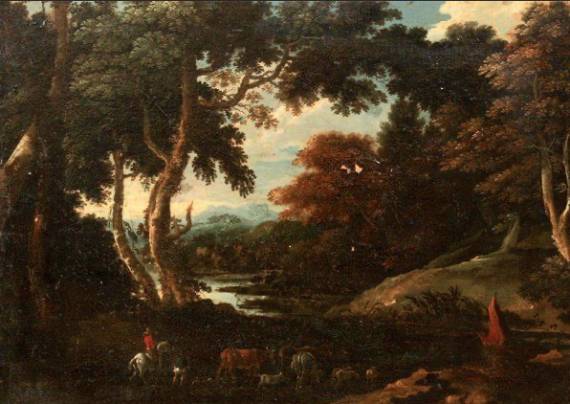 Forest Landscape with a Shepherd and His Flock