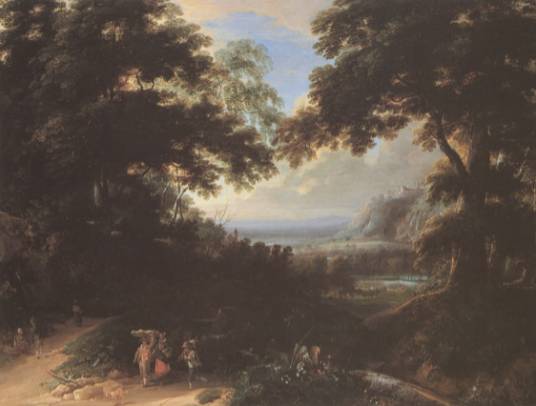 Forest Landscape with a Montainous Background