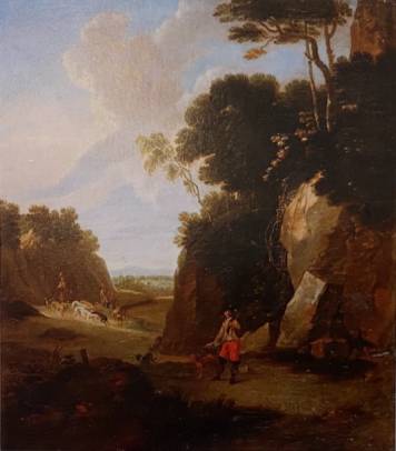 Rocky Landscape with Hunters