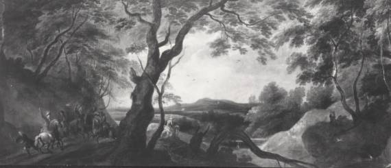 Wooded Landscape with Mounted Bandits Assaulting Travellers