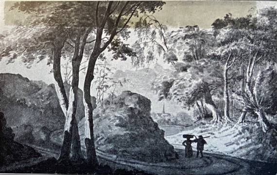 Wooded View with two travellers