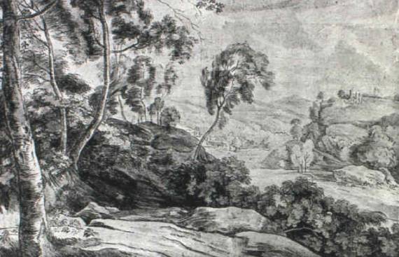 Landscape with a View from a Wooded Slope Across the Valley