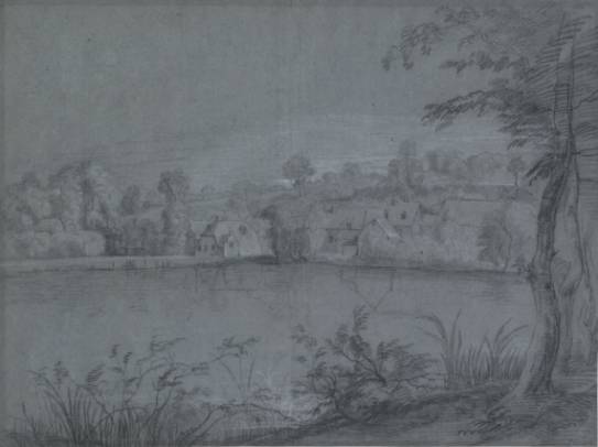 View of a Large Pond and a Part of the Village of Elsene near Brussels 