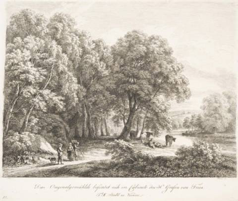 Cattle and Figures with a River at Right (1821-1837)