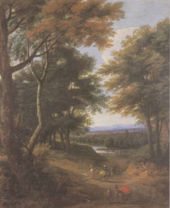 A Wooded Landscape with Travellers ona Path