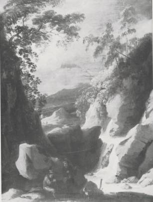 Landscape with a Waterfall and Travellers