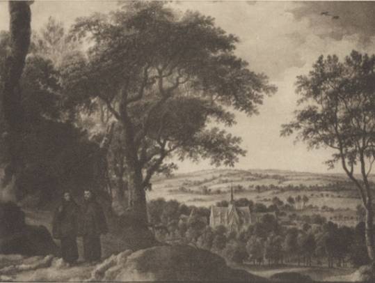 Landscape with two monks