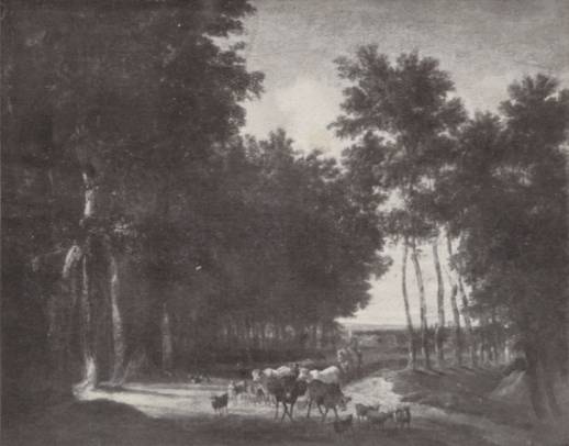 Wooded Landscape with a Herd of Cattle, Sheeps, Goats and Figures