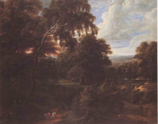 Sheperds and Flocks in a Wooded Landscape