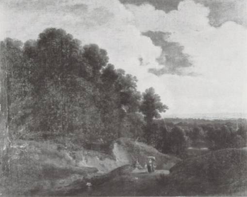 An Extensive Wooded Landscape with Peasants on a Path