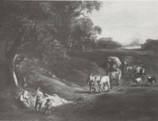 Wooded Landscape with Travelling and Resting Peasants