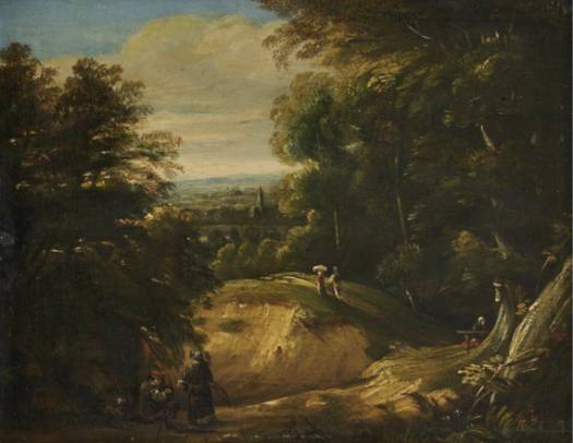 Figures in a Wooded Landscape