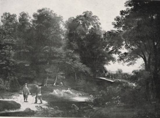 Wooded Landscape with Travellers on a Road by a Stream