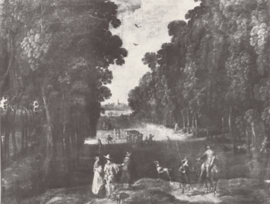 Elegant Company Strolling in an Avenue of Trees