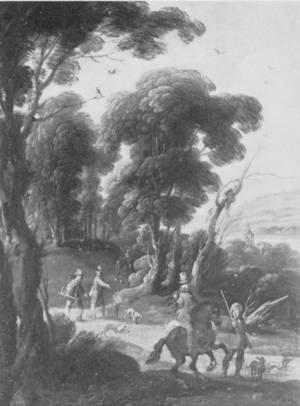 Hunters in a Wooded Landscape