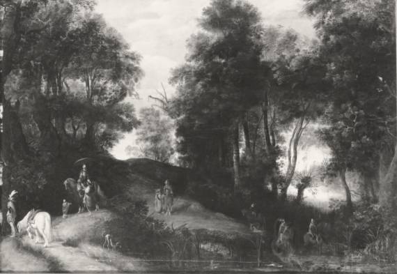 Elegant Riders in a Wooded Landscape