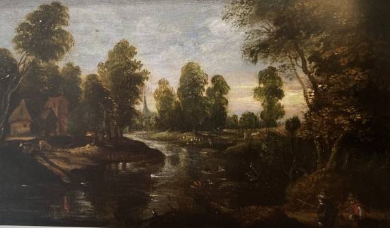 Hunters on the Lookout in a River Landscape