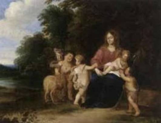 Maria With Infant Jesus And Putti before Wooded Landscape