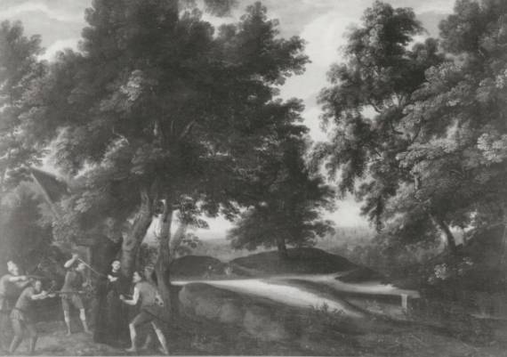 A Wooded Landscape with the Martyrdom of a Franciscan Monk 