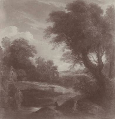 Landscape with a Big Oak and a House among Trees