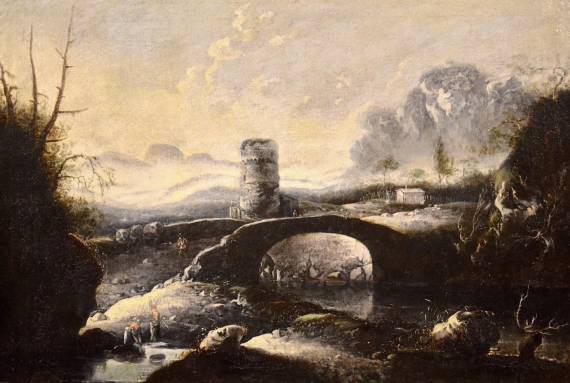 Fantastic Winter Landscape With Bridge