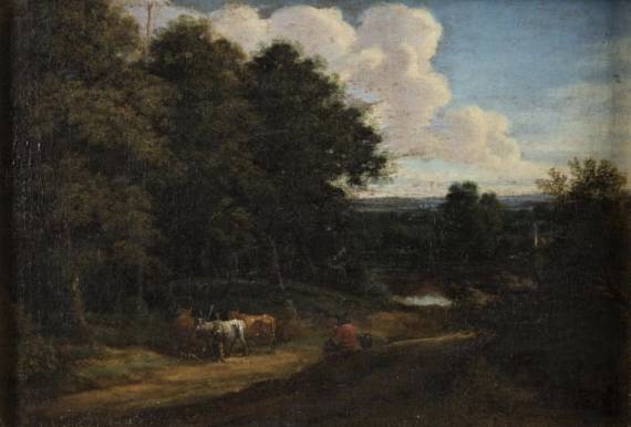 Cowherd and Cattle at Forest Edge